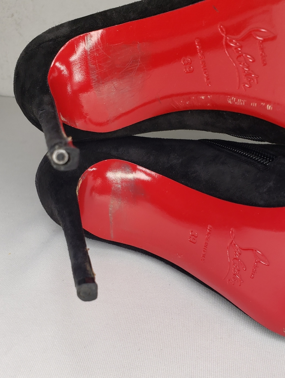 Christian Louboutin Black Suede Pointed Toe Stiletto Ankle Boots - Picture 11 of 16